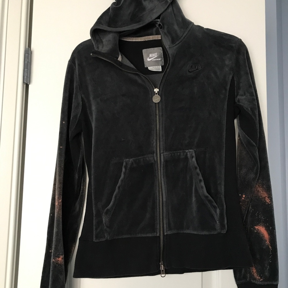 Nike velour zip-up/down hoodie - grunge Medium